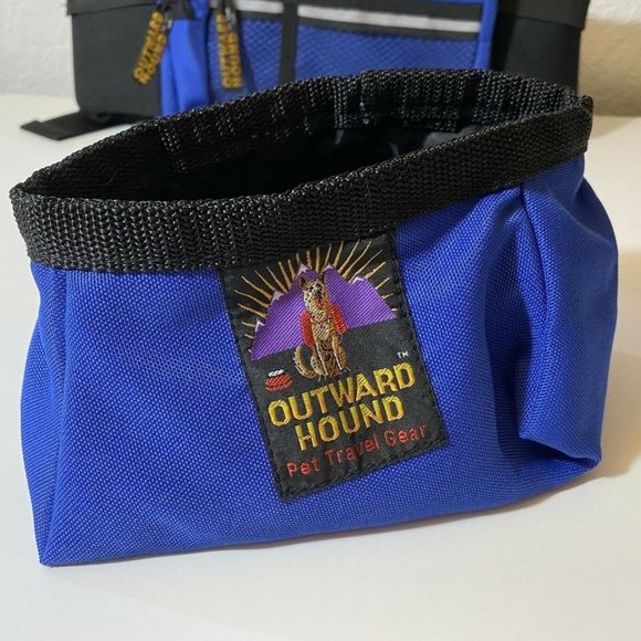Outward Hound Pet Travel Gear Blue Black Backpack Style Fanny Pack & Water Bowl - Picture 2 of 9